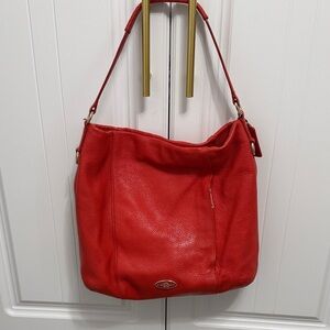Coach Red Leather Hobo Bag